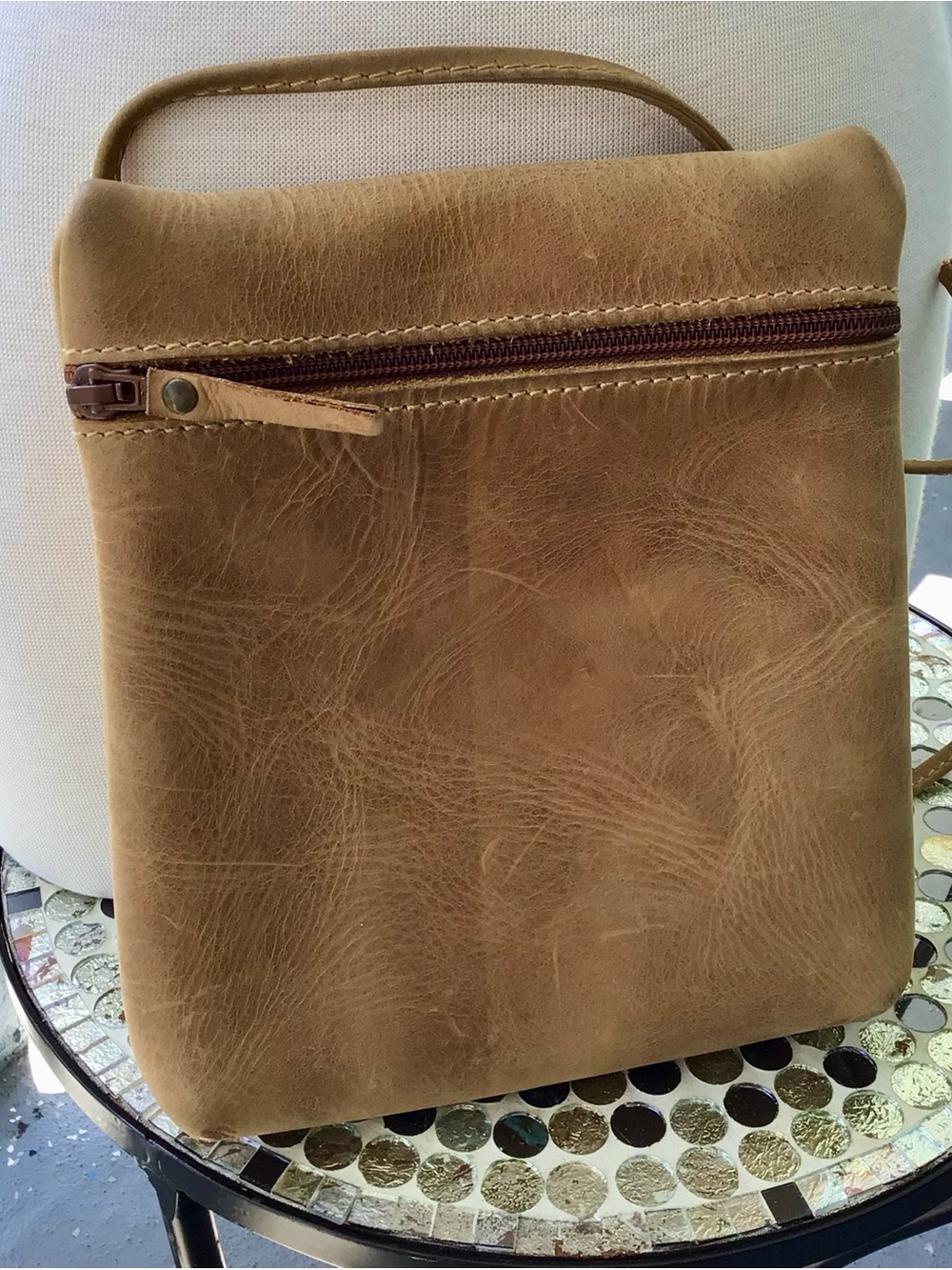 Cuir et Terre Full Grain Cowhide Handmade Leather Crossbody Made in France